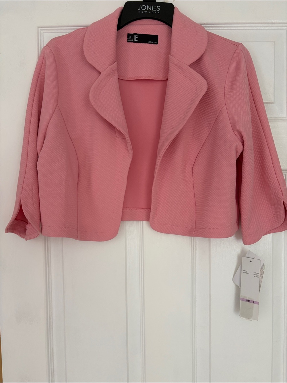 Jones New York Pink Cropped Open-Front Blazer Jacket